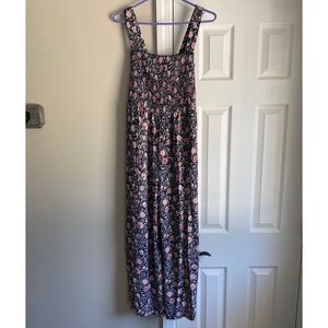 LOFT Smocked Floral Jumpsuit